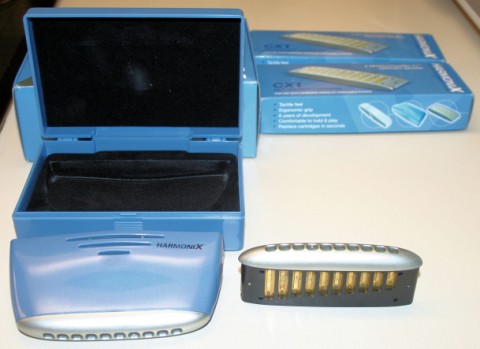 Harmonix front, with plastic case behind