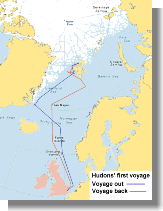 Henry Hudson First Voyage, 1607 - click for larger image