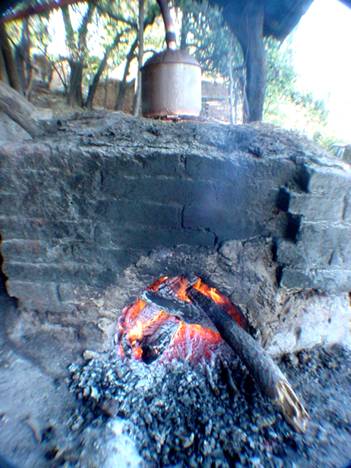 heating the still for mezcal