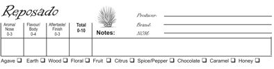 Tasting sheet sample